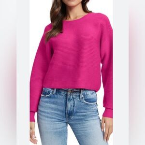 Good American Rib Crewneck Sweater in
Fuschia Pink. Oversized Size 0 (XS/S)